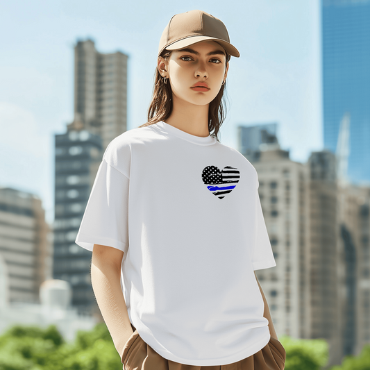 BLUE LINE HEART T-SHIRT
